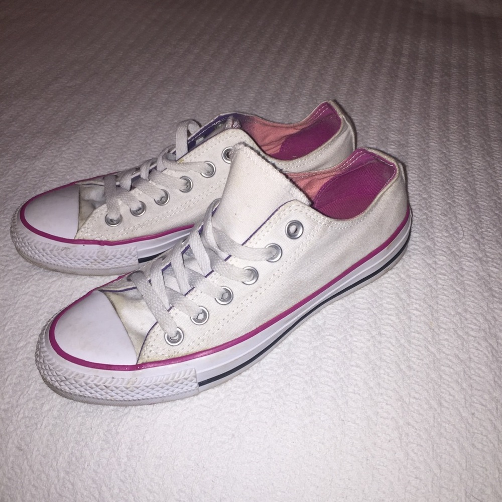 White & pink converse shoes